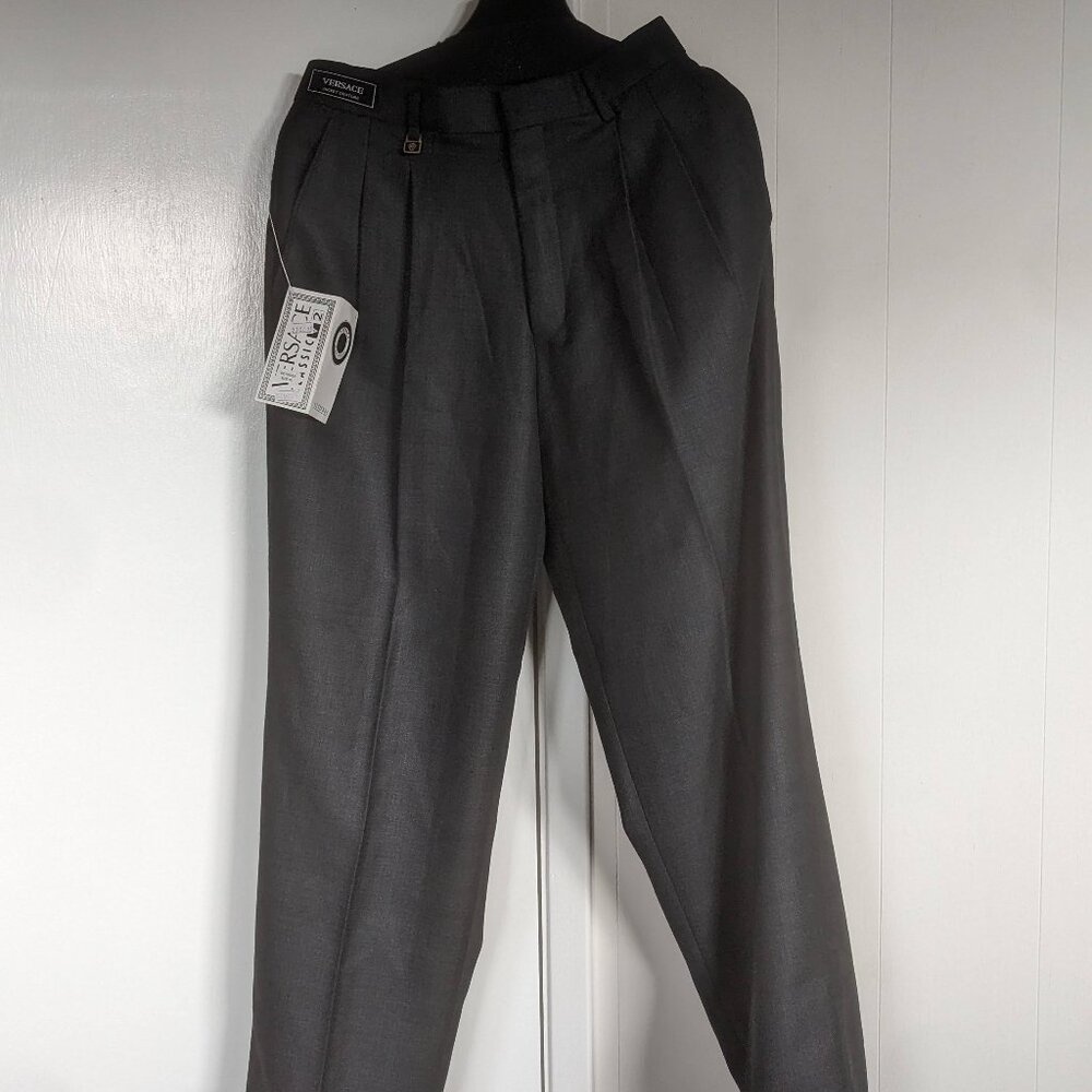 NWT Dark Grey Versace Classic V2 Wool Trouser Size 30 x 29